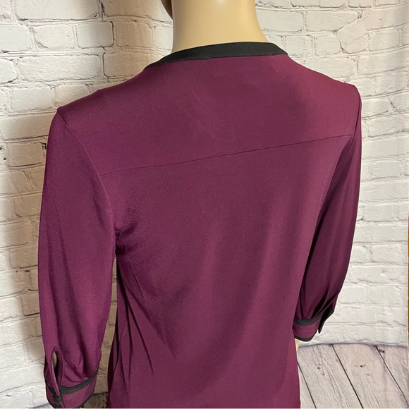 NWT New KARL LAGERFELD Splitneck Long Sleeve Button Purple Top Size XXS - Picture 13 of 16